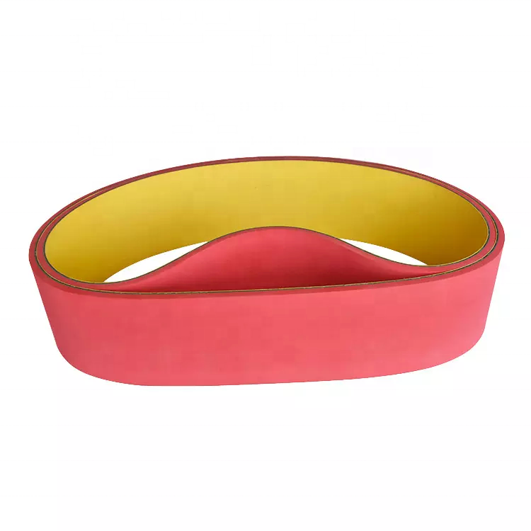Red rubber coating yellow-green nylon sandwich flat belt transmission flat belt for folder machines