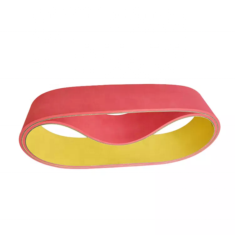Red rubber coating yellow-green nylon sandwich flat belt transmission flat belt for folder machines