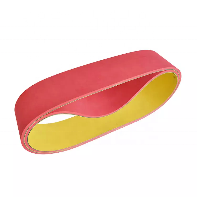 Red rubber coating yellow-green nylon sandwich flat belt transmission flat belt for folder machines
