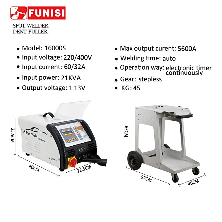 FUNISI Spot Welder Dent Puller Car Repair Body Equipment Dent Pulling Machine for Steel Car Body Shop Collision F16000S