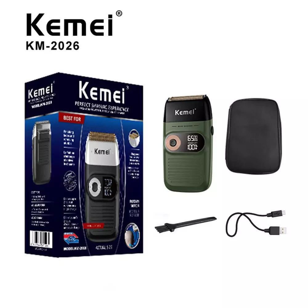 KEMEI Electric Shaver KM 2026 Rechargeable Adjustable Carbon Steel Cutter Head Metal Body Electric Hair Shaver
