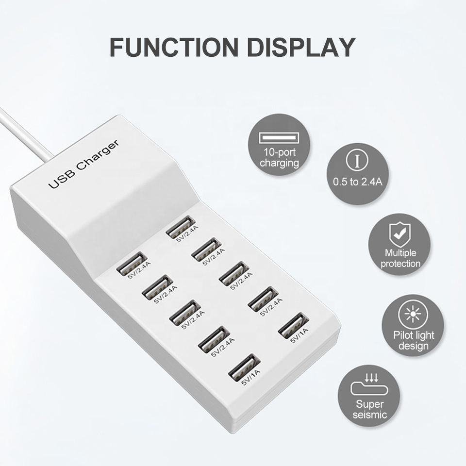 2024 New Multi Charger Station 10 in 1 USB Type C Travel Phone Charger Tower Charger 6 USB 4 Type C for Gift