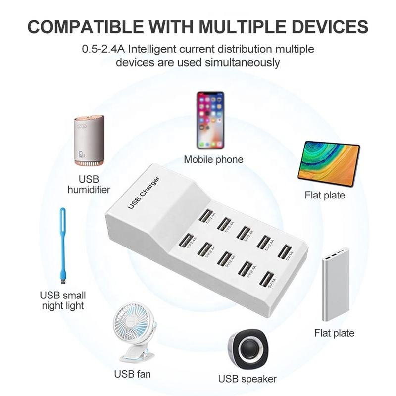 2024 New Multi Charger Station 10 in 1 USB Type C Travel Phone Charger Tower Charger 6 USB 4 Type C for Gift