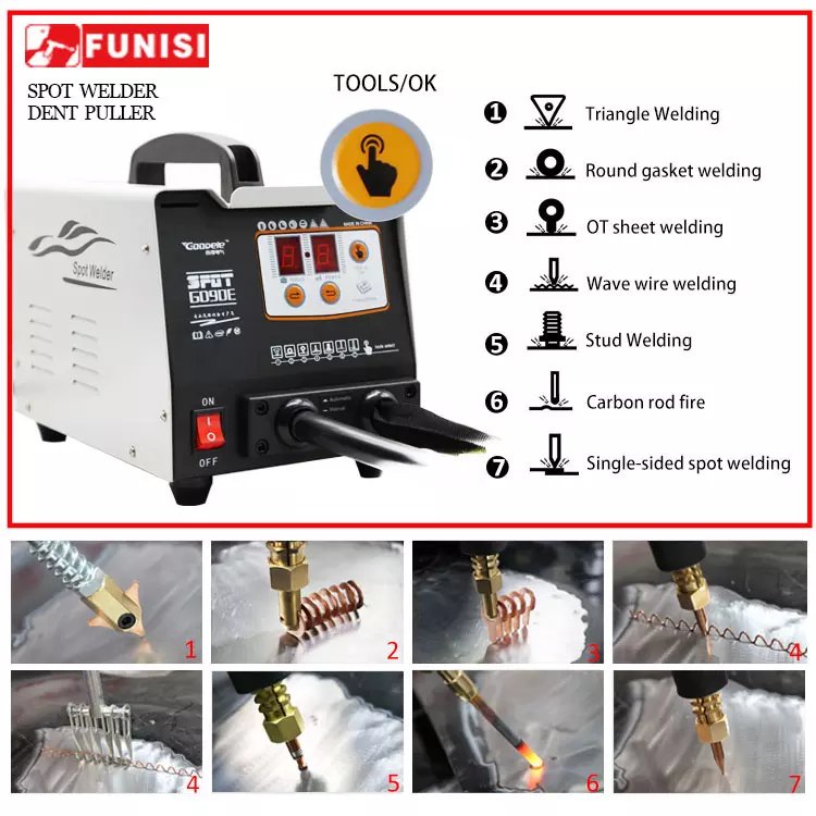 FUNISI Portable Handheld Spot Welder Durable Sag Repairer 90E
