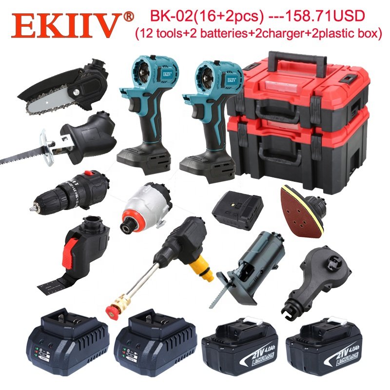 Cordless Drill Kit 20V Max Electric Drill Tool Combo KIT Power Tools Set all-In-1 Multi-Head Power Drill Set Bits Accessories