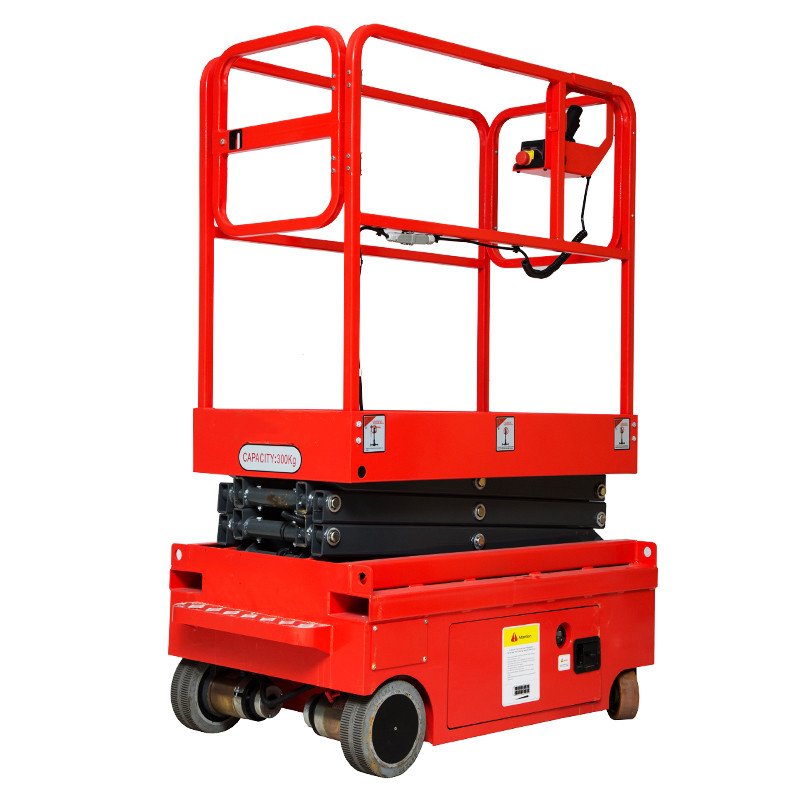 Mini Body Easy Operation Machines 300kg Battery Power Man Driven Scissor Lifter With CE Certificate