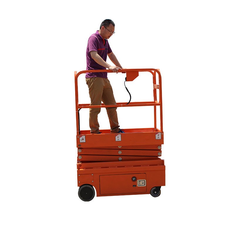 Mini Body Easy Operation Machines 300kg Battery Power Man Driven Scissor Lifter With CE Certificate