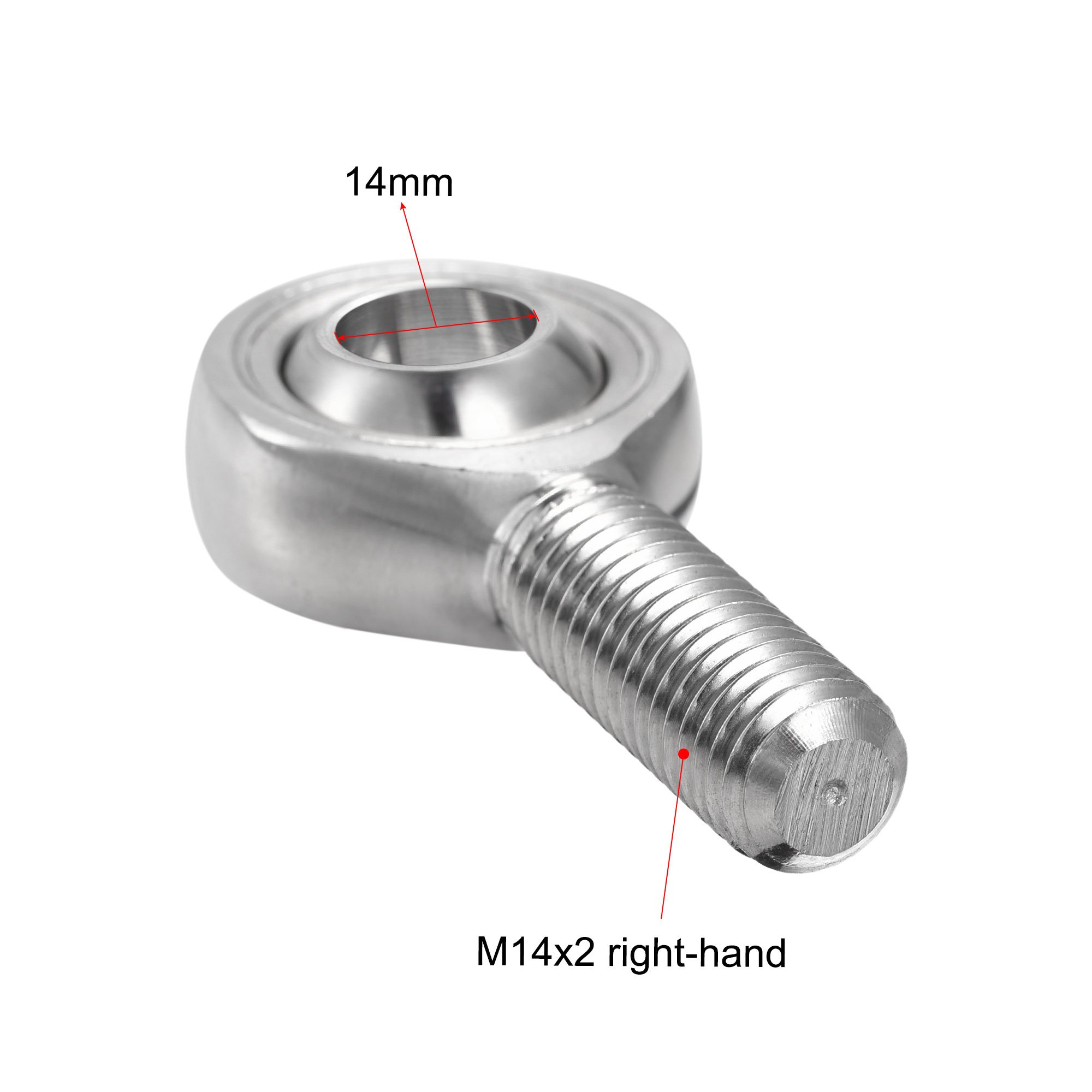 14mm Bore Right Hand Male Thread M14x2 Stainless Steel Rod End Bearing