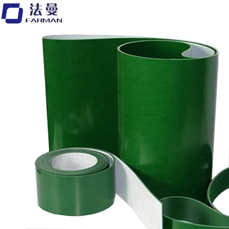 2mm Ply Green PVC Conveyor Belt with flat surface for light goods conveying