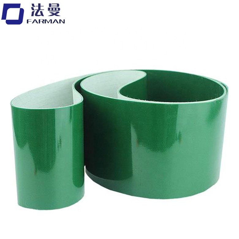2mm Ply Green PVC Conveyor Belt with flat surface for light goods conveying