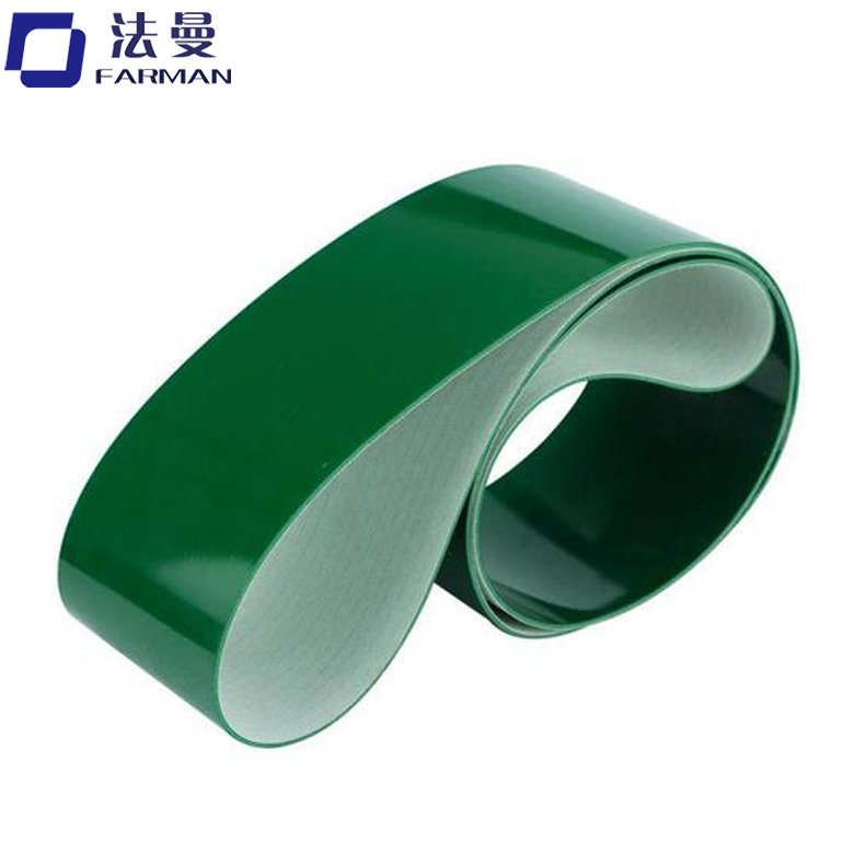 2mm Ply Green PVC Conveyor Belt with flat surface for light goods conveying