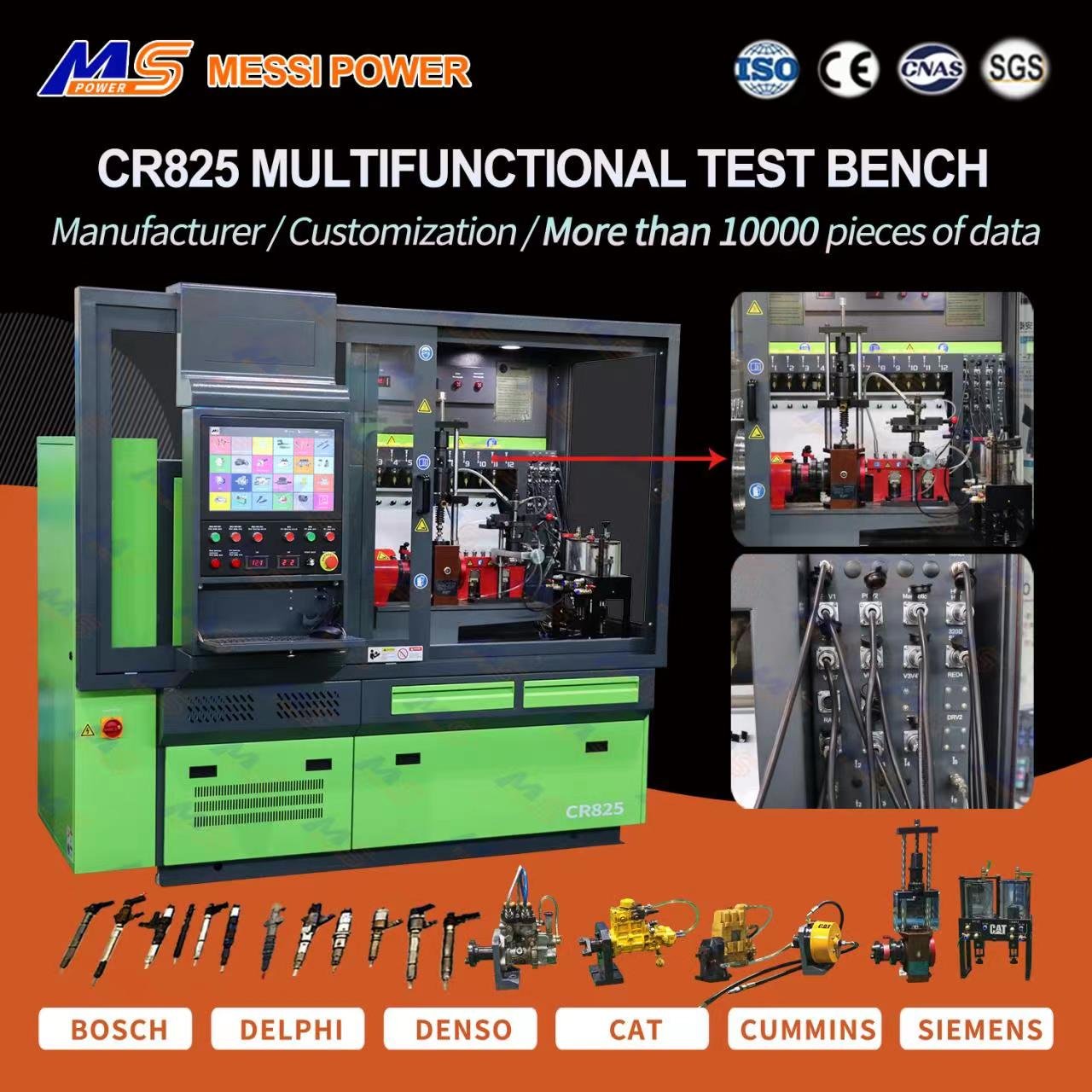 Newest MS Auto Repair Equipment Diesel Injector Calibration Machine CR825 Multifunction Funtion Test Bench