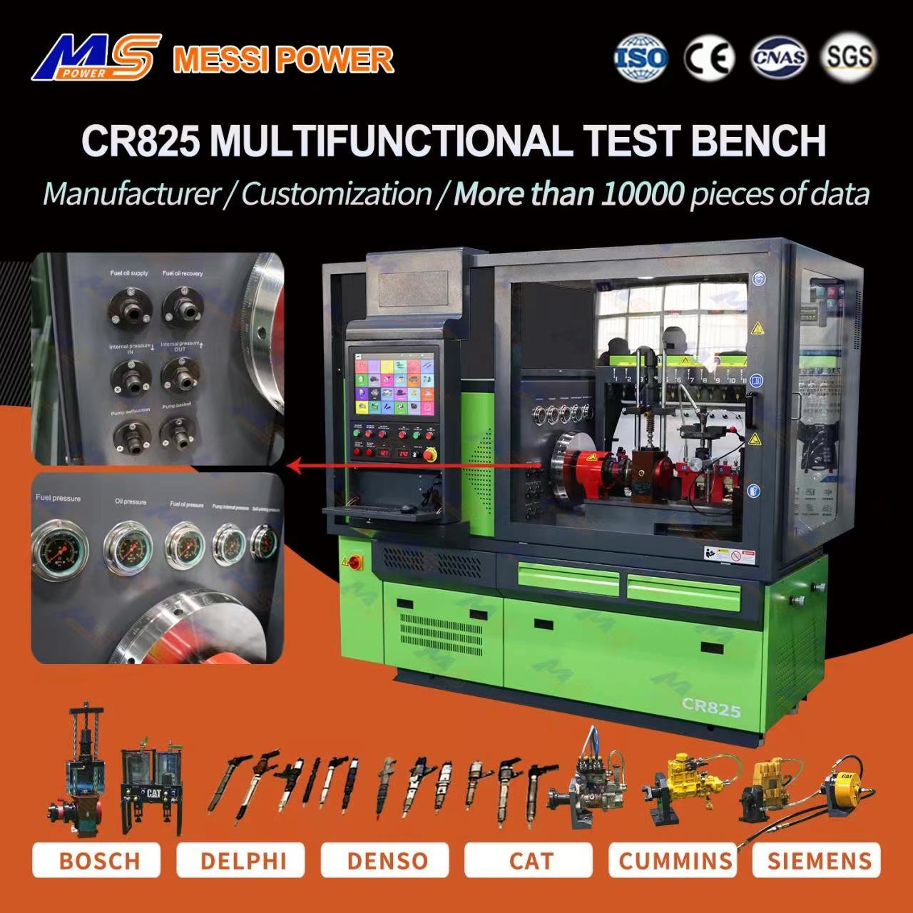 Newest MS Auto Repair Equipment Diesel Injector Calibration Machine CR825 Multifunction Funtion Test Bench