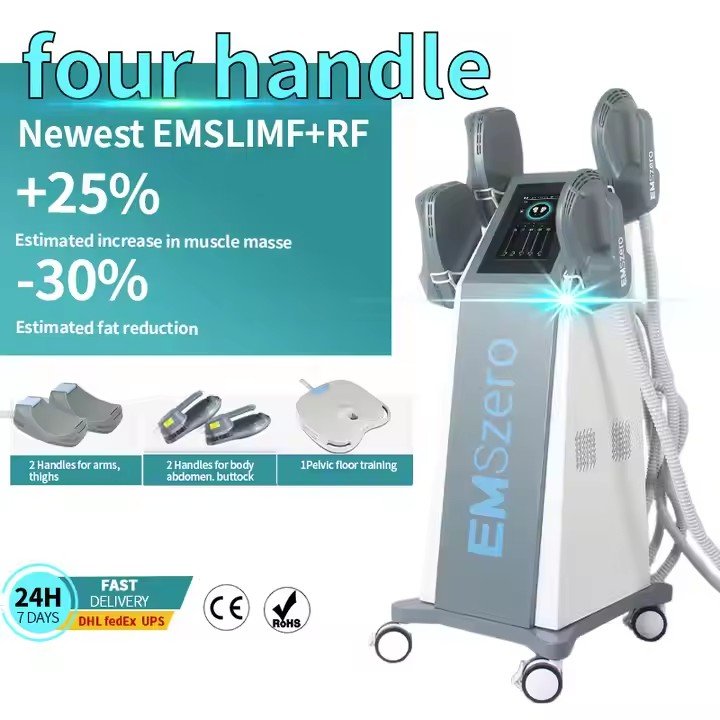 High-intensity EMS Radio Frequency Muscle Slimming and Fat Reduction Machine with 2 Handles or 4 Handles for Pelvic Floor Repair