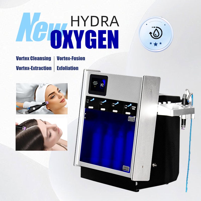 2024 Hydrodermabrasion Aqua Peeling Facial Machine Deep Cleaning Oxygene Jet Small Bubbles ABS Beauty Salon Equipment with Stand