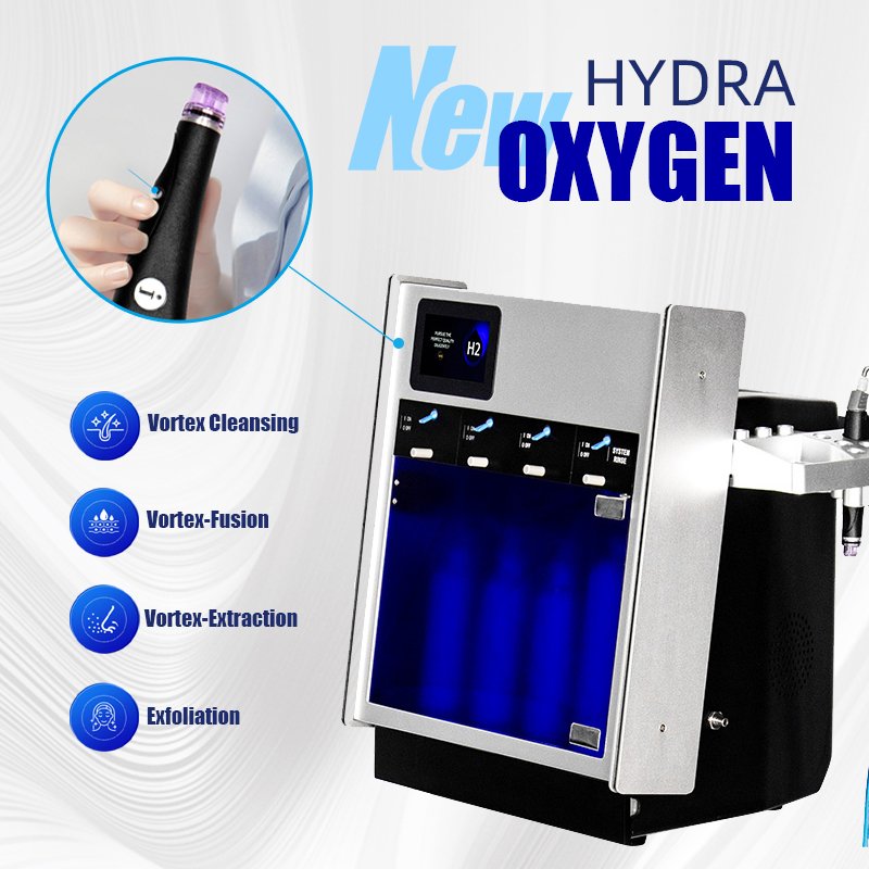 2024 Hydrodermabrasion Aqua Peeling Facial Machine Deep Cleaning Oxygene Jet Small Bubbles ABS Beauty Salon Equipment with Stand