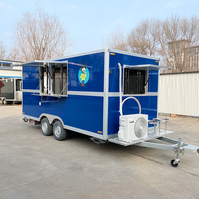 Multi-Functional BBQ Food Truck Mobile Kitchen Food Cart Square Food Trailer for Sale Pizza