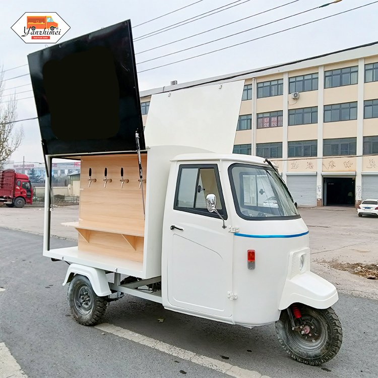 Fast Food Tricycle Electric Catering Cart Hot Dog Ice Cream Cookies Pizza Piaggio Mobile Snack Truck for Sale