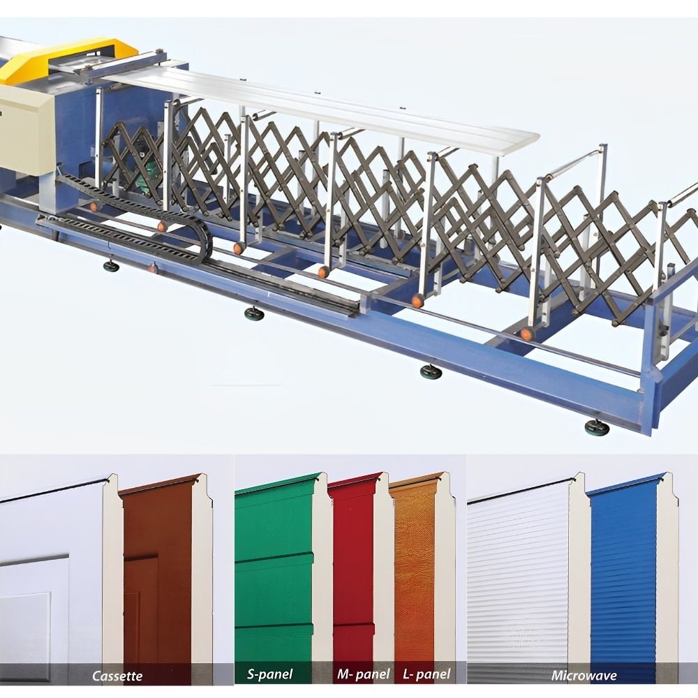 New Automatically 500mm Width Finger Protect Polyurethane Foam Sandwich Sectional Garage Door Panel Machine Production Line