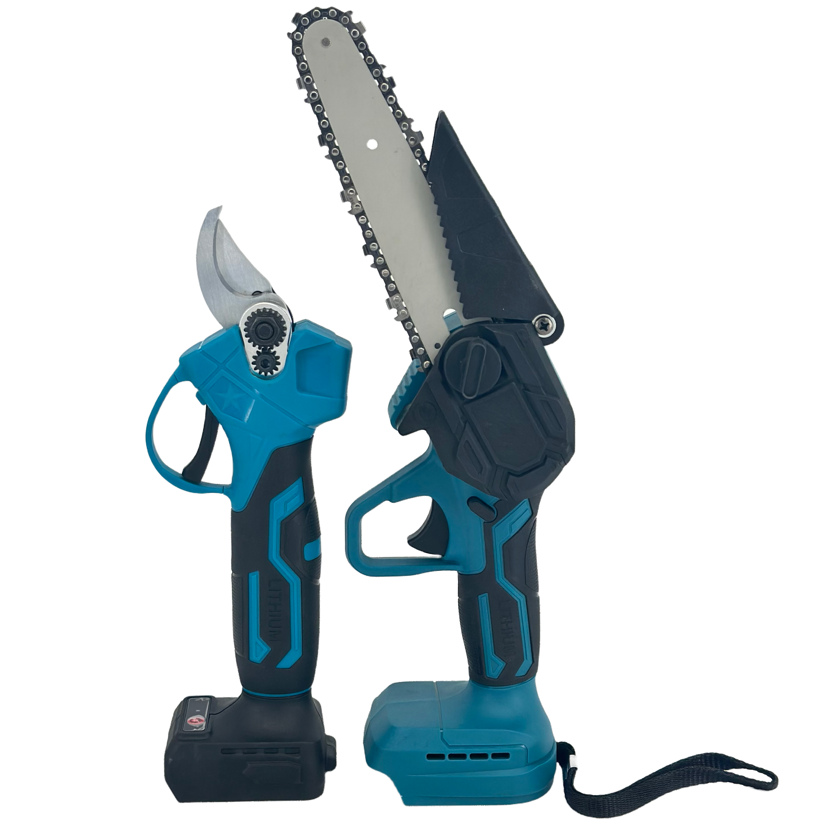BOLIU 20V Cordless Garden Tool Set Durable OEM Plastic Box Packaging Hand-Held Glue Cutter and Mini Chainsaw Combo