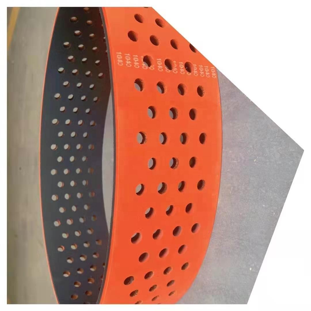 Red rubber belt punch suction conveyor 4-4 hole suction belt for veneer machine