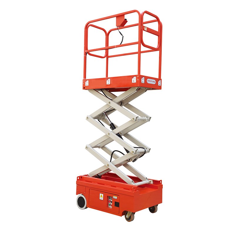 Mini Body Easy Operation Machines 300kg Battery Power Man Driven Scissor Lifter