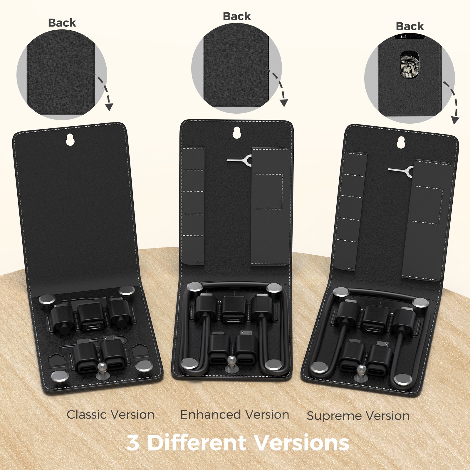 Promotional Gift Luxury Leather Multi-Type Charging Line Convertor USB Adapter Tool Kit Contains Sim Card Slot Tray Eject Pin