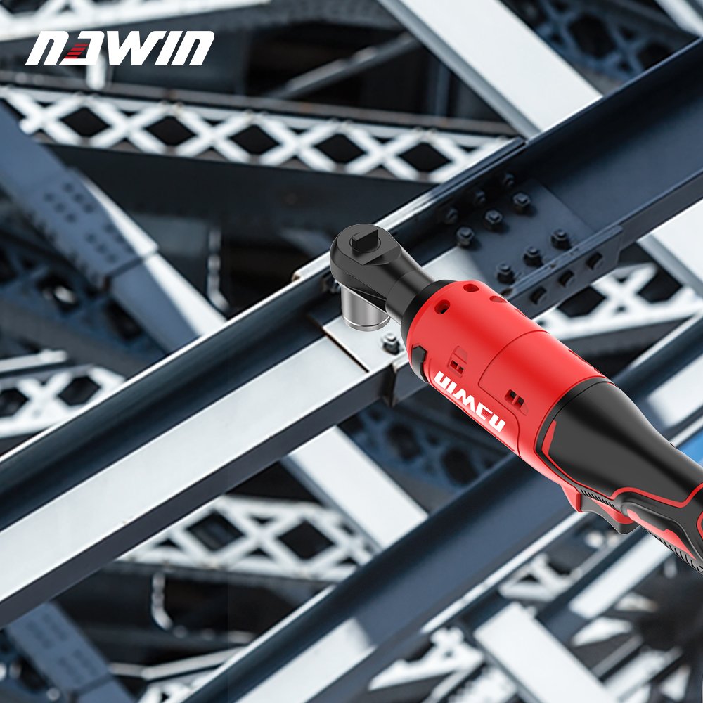 NAWIIN 21V Cordless Electric Impact Wrench Ratchet Ratchet Right Angle Wrench Set 2 Batteries with Accessories