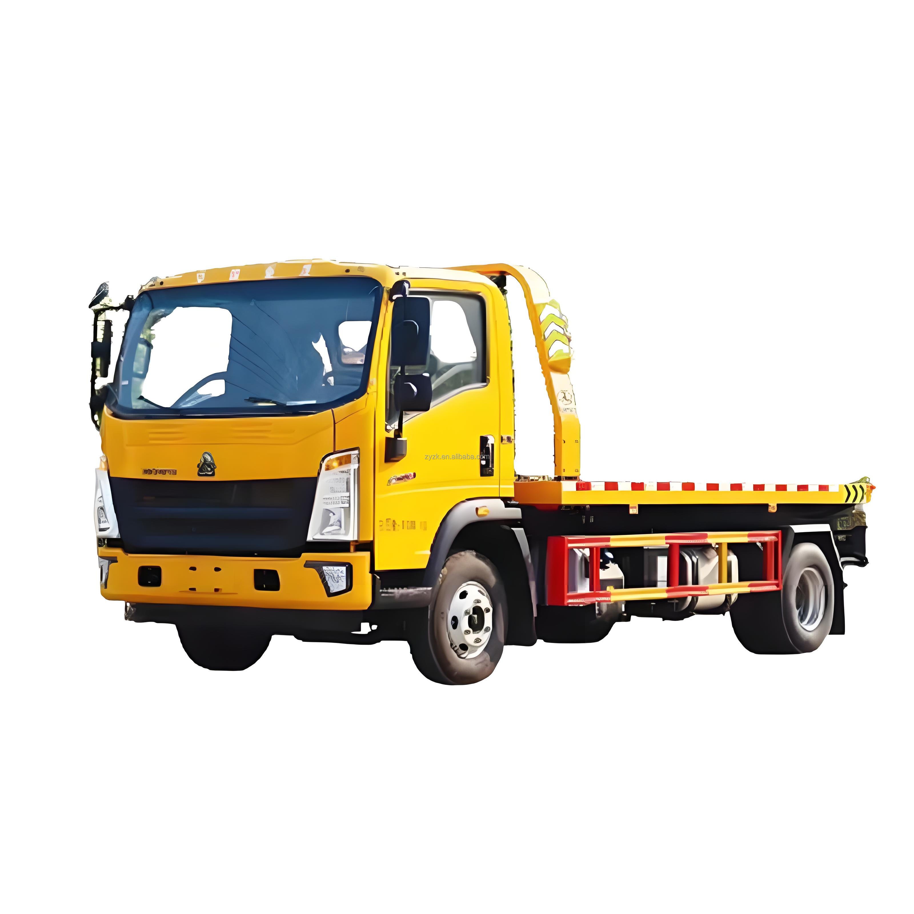 Howo 4x2 Light Duty Flatbed Wrecker Rcovery Rotator Tow Truck Wrecker Truck Road Repair Roll Back Tow Truck