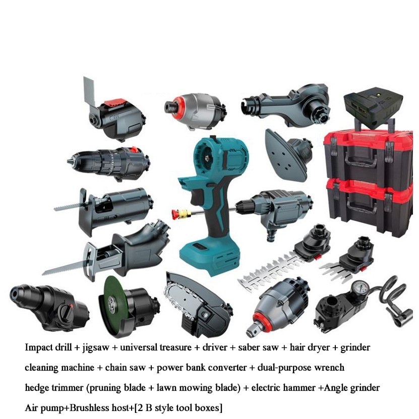 18pcs New original tool set Lithium electric drill hammer Hydraulics Power Cordless Drill