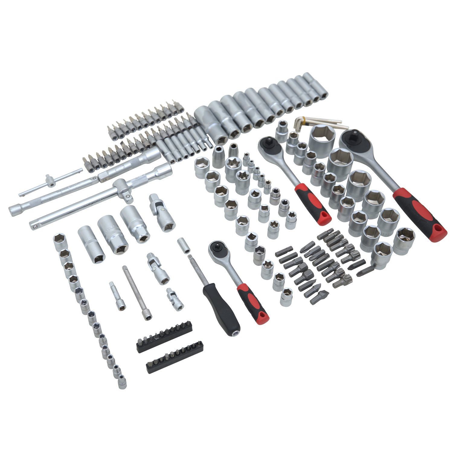 171pcs 1/4" 3/8" 1/2" Socket Set Ratchet Wrench Tool Kit with Car Repair Tool Box Hand Tool Set