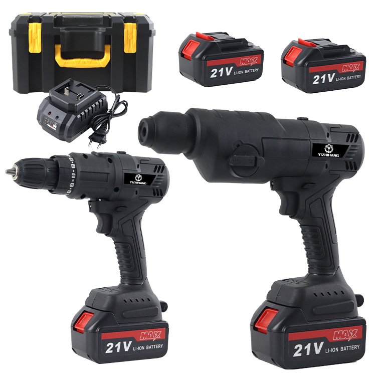 Household power tools combo kits 21v 2pcs Lithium battery operated hand tool sets