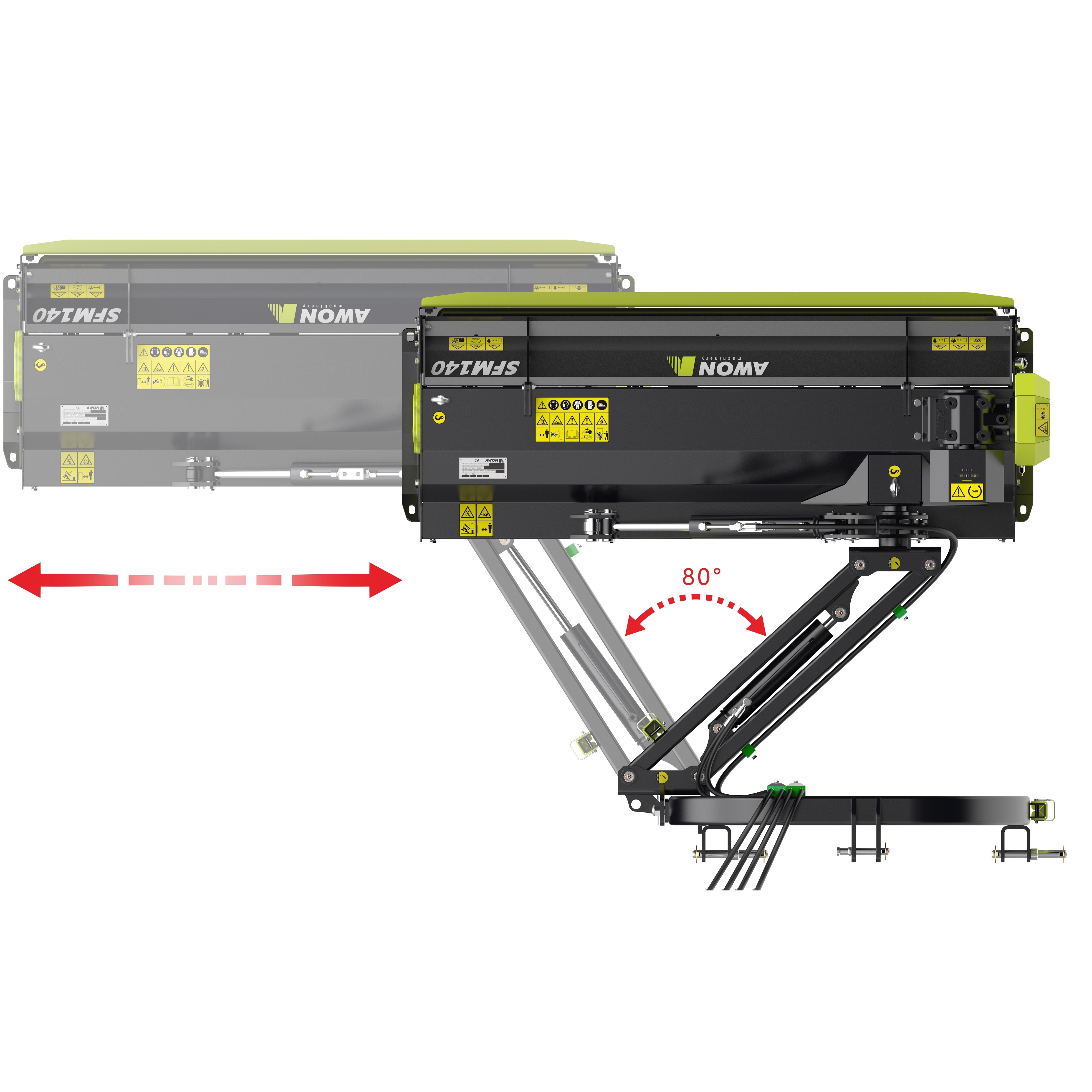 AWON SFM240 rear-side rotary mowers solo-swing swing arm 90-120HP