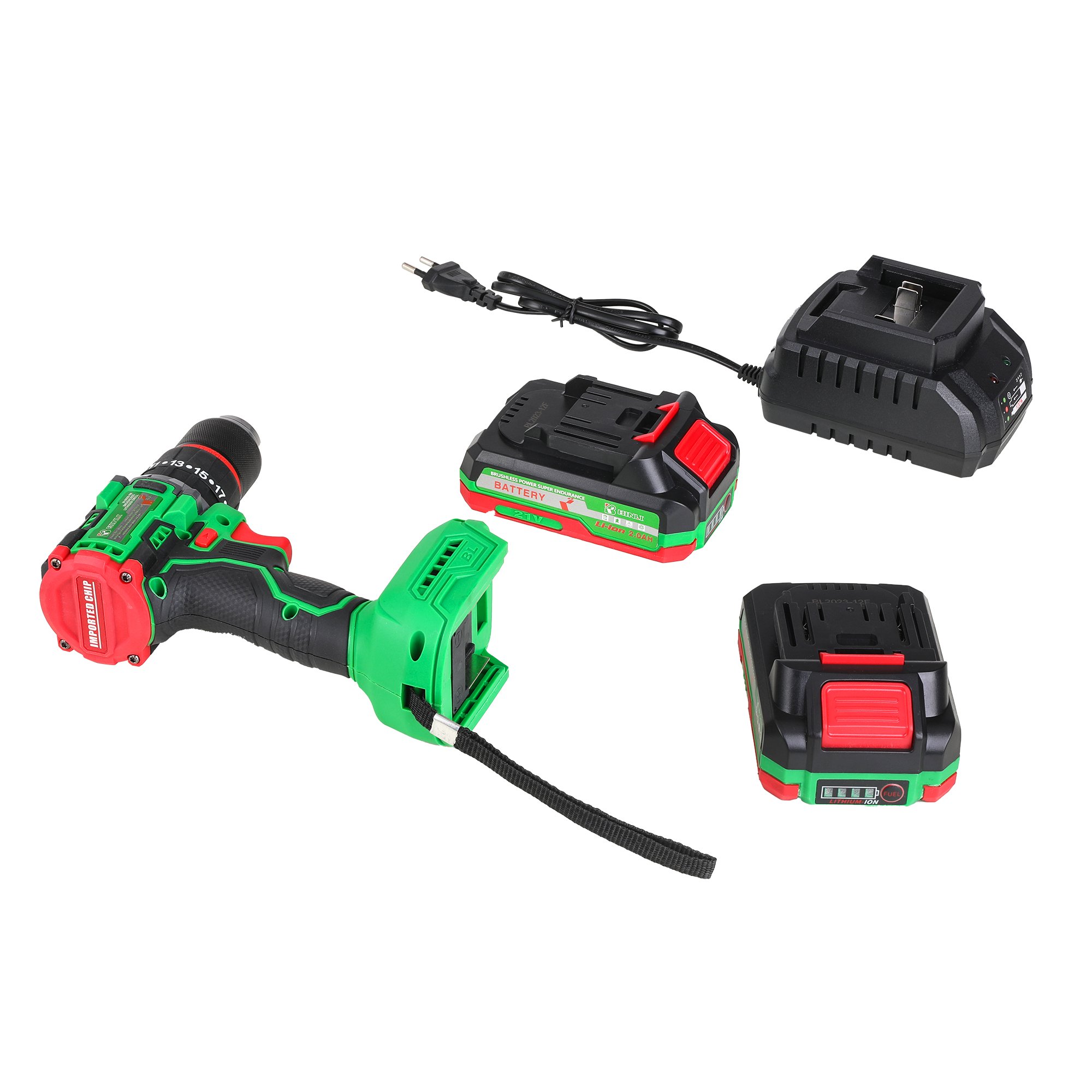 21V 10mm Brushless High Torque Two Speed Big Power Fast Rotation Battery Cordless Power Impact Drill Set