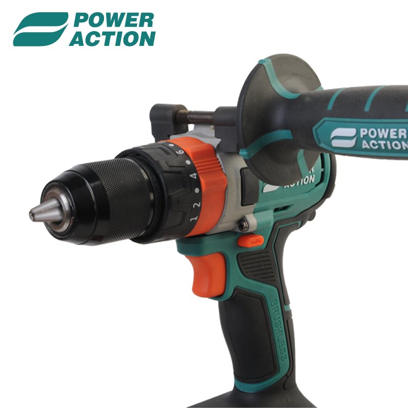 Power Action DC20V Portable Battery Brushless Motor Cordless Impact Drill With 20 Torque Adjustment