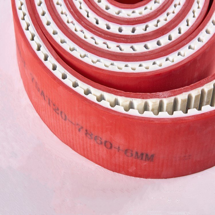 Customized Industrial PU Transmission Belt At20 Tooth Machine Timing Belt with Red Rubber