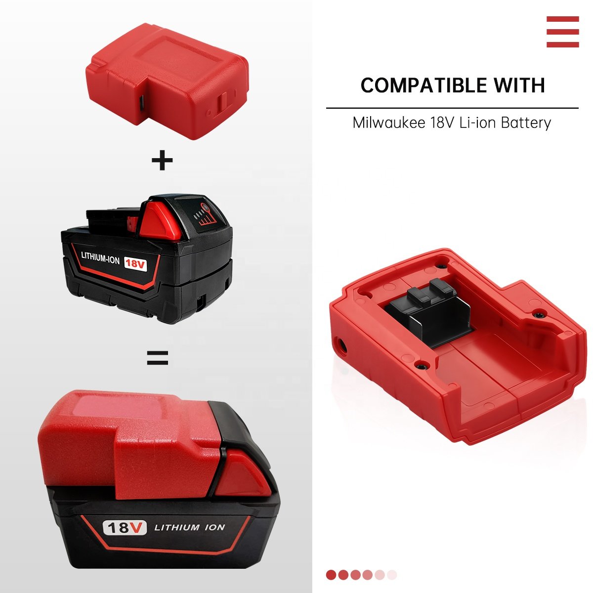 N18 Li-ion Battery Charger Adapter Converter Portable Accessories for Milwaukee 14.4v 18v Battery USB Adapter