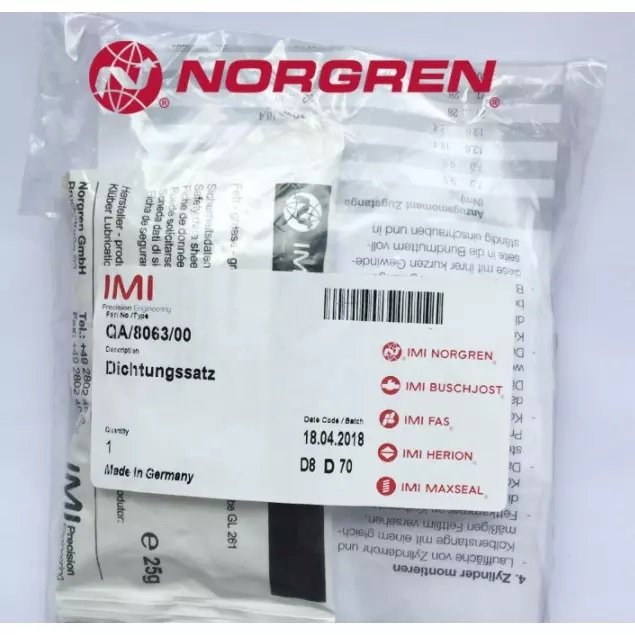 Original Germany IMI Norgren Cylinder Repair Kits QA/8065/00 QA/8100/00 QA/8050/00 Cylinder Sealing Ring