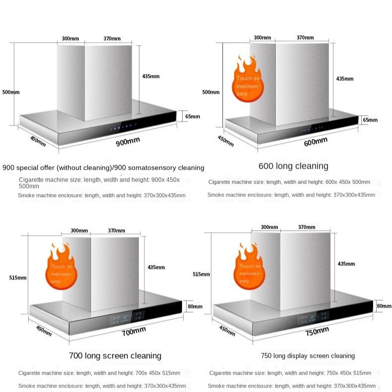 Top Suction Range Hood Suction European -style Home Kitchen 600mm Key Pump Range Hood