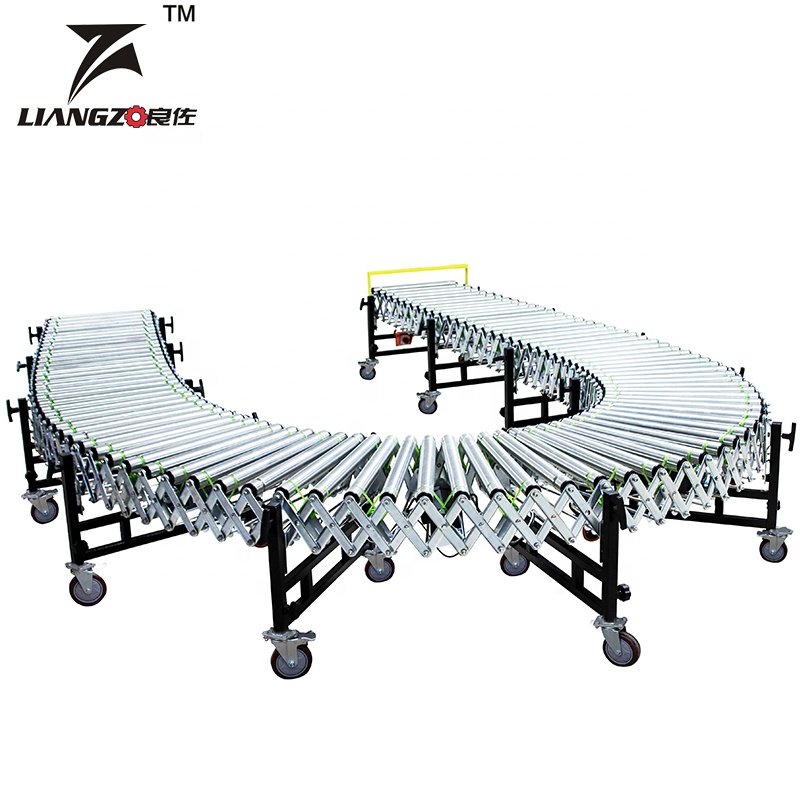 LIANGZO Electric Power Retractable Flexible Expandable Roller Conveyor for Sale