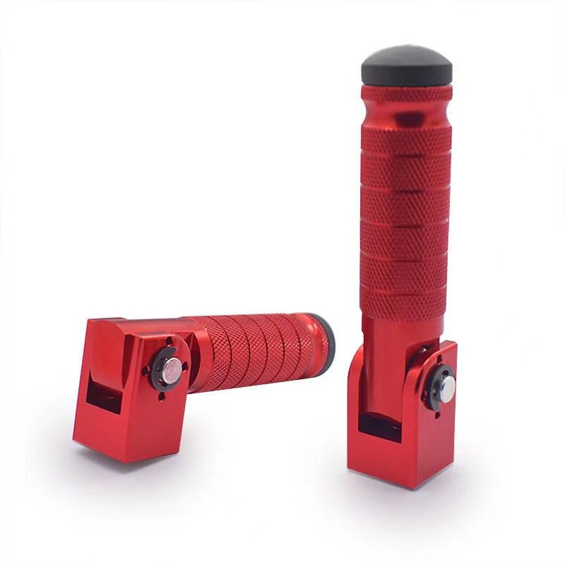 YD-MP03 Motorcycle 8mm Foot Pegs Folding Passenger Foot Rests Red for Universal Motorcycle Electric Bike