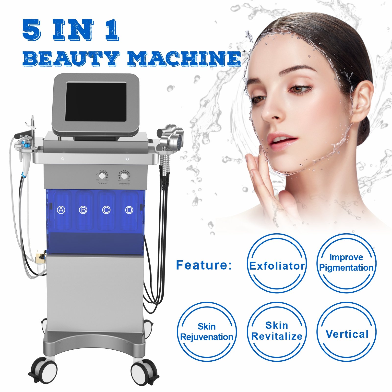 Professional Hydra Dermabrasion Facial Machine for Skin Rejuvenation & Tightening Aqua Peel Equipment for Beauty Clinics