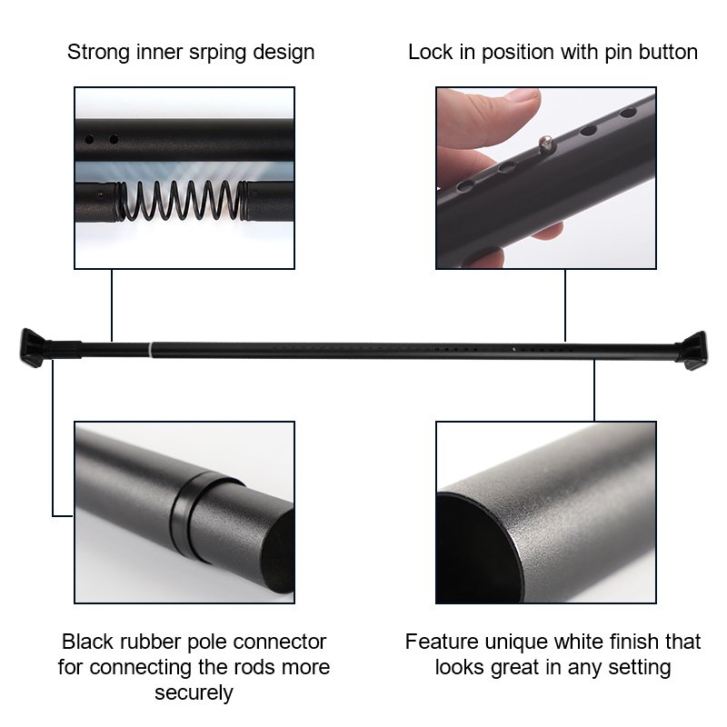 Multi-purpose Extendable Bath Shower Curtain Pole Rod Anti-slip Strong Load-bearing Stainless Steel Adjustable Telescopic Rod