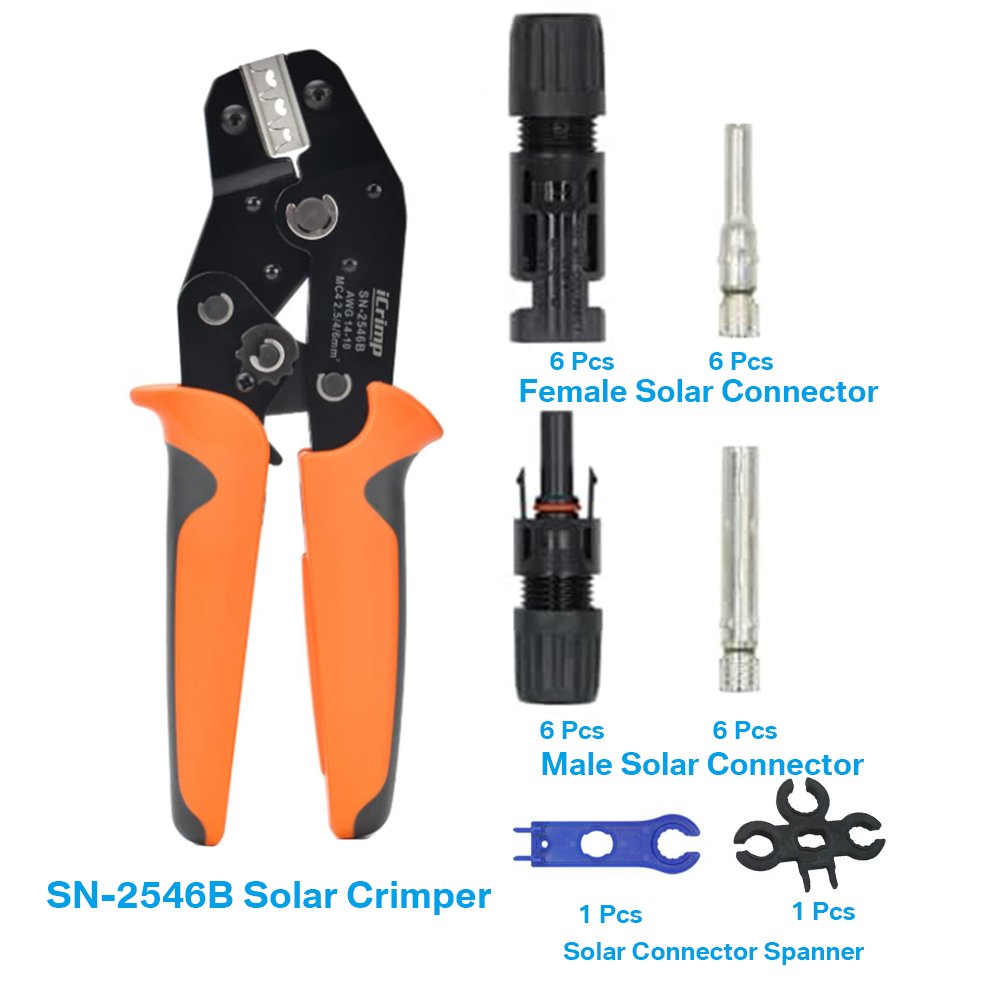 Solar Connector Set 4 6mm2 PV Cable Solar Press Crimper Crimping Tool Kit For solar Panel System