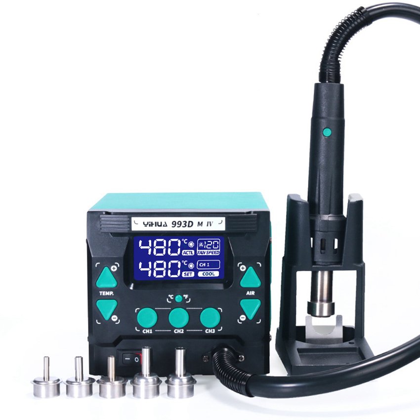 813 3 Machines Combination Repair Station Adjustable Temperate Digital Display Internal Heat Hot Air Soldering Rework Station