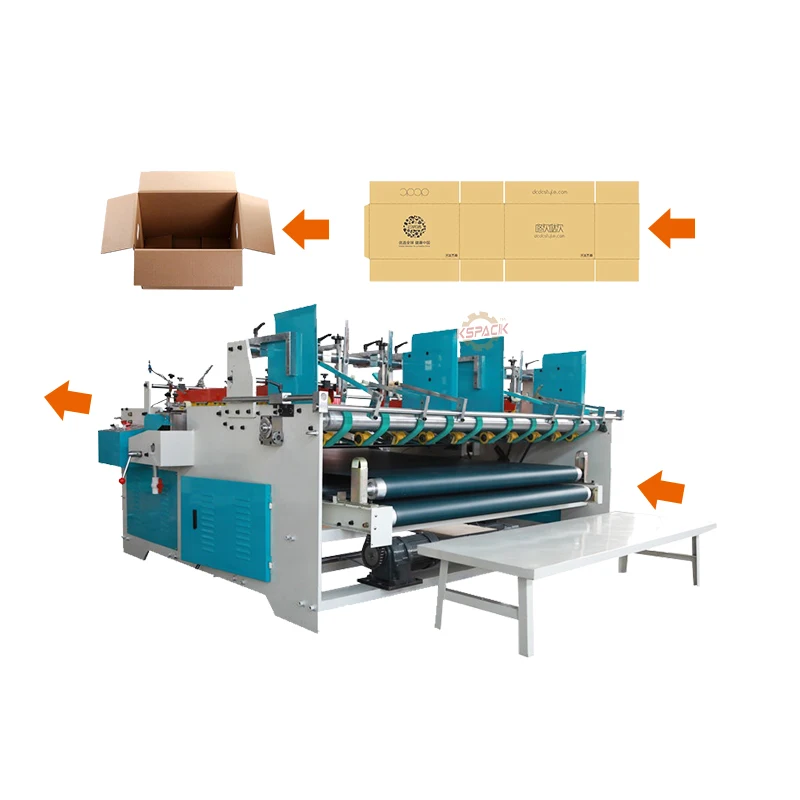 Double Pieces Automatic Folder Stitcher Gluer Machine/ Carton Box Folder Gluer Stitcher Automatic Carton Box Stitching
