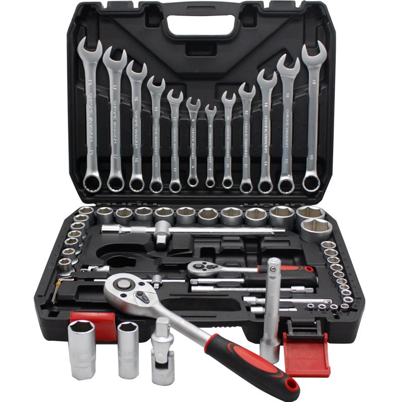 61pcs auto repair tool sets wrenches hex key ratchet handles automotive mechanics tools socket tools set box