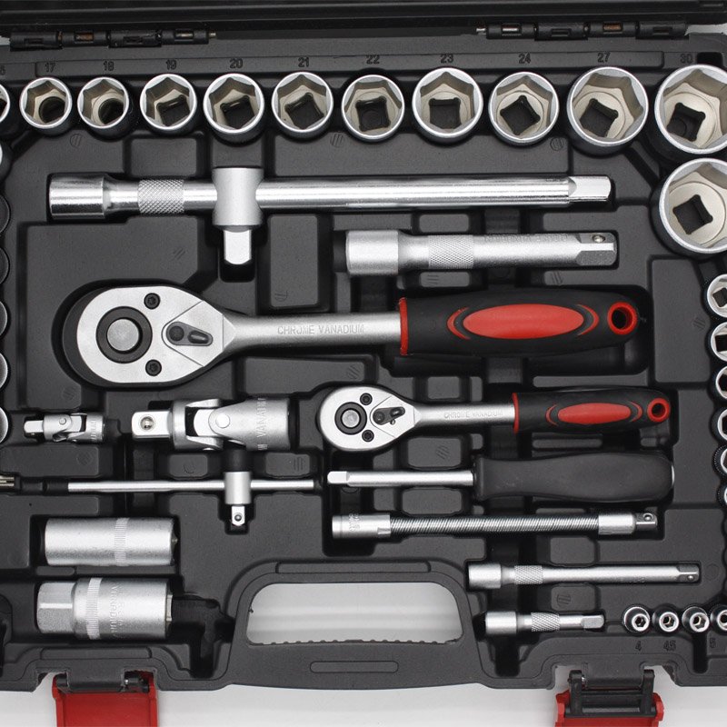 61pcs auto repair tool sets wrenches hex key ratchet handles automotive mechanics tools socket tools set box