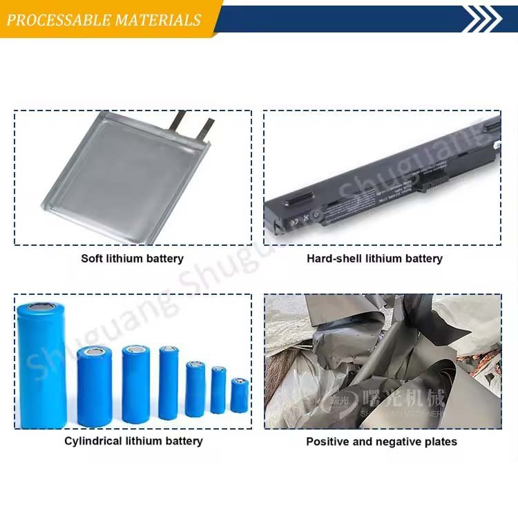 Full Auto Li Ion Battery Recycling Machine 500 Kg/h Ev Car Lithium Ion Battery Recycling Plant Car Battery Recycling Line