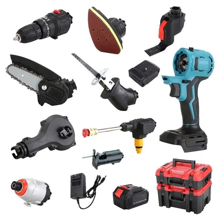 Multi Tools Power Tools Electric Saw Polisher Drill Combo Kit Wrenches Tool Set Box